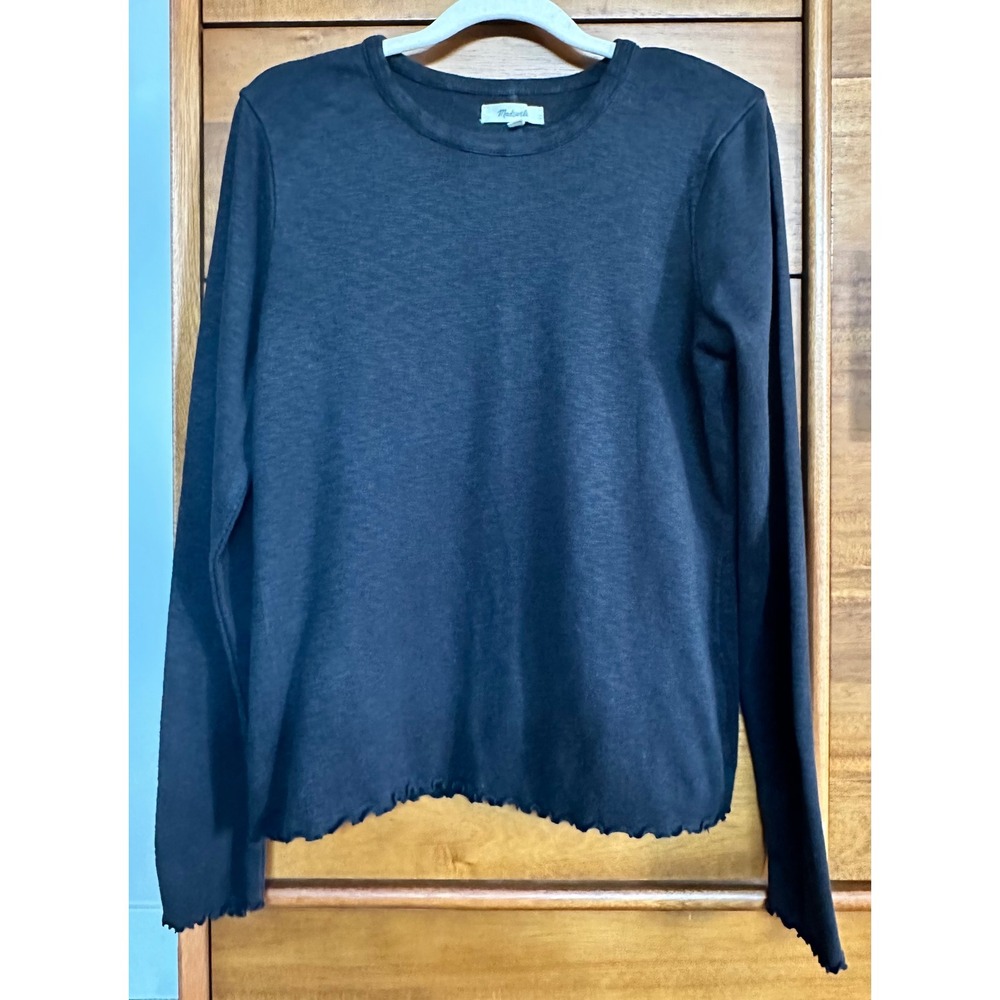 Madewell Lettuce Edge Long Sleeve Tee XS Black Excellent